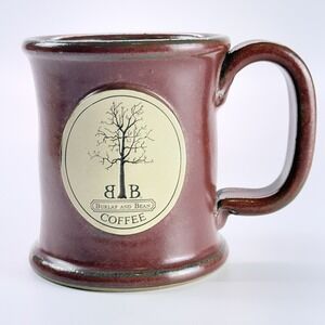Sunset‎ Hill Stoneware Mug Burlap And Bean Coffee Cup Red Brown HandMade USA